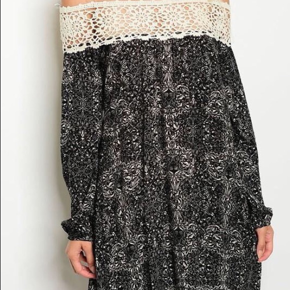 Black & Ivory Off Shoulder Dress - Picture 1 of 1